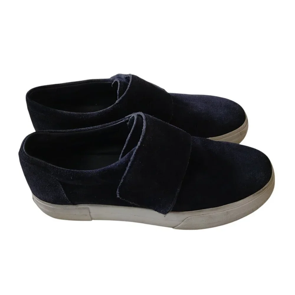 Vince Women's Size 8.5M Blue Suede Sneakers Fashion Tennis Hook Loop Closure